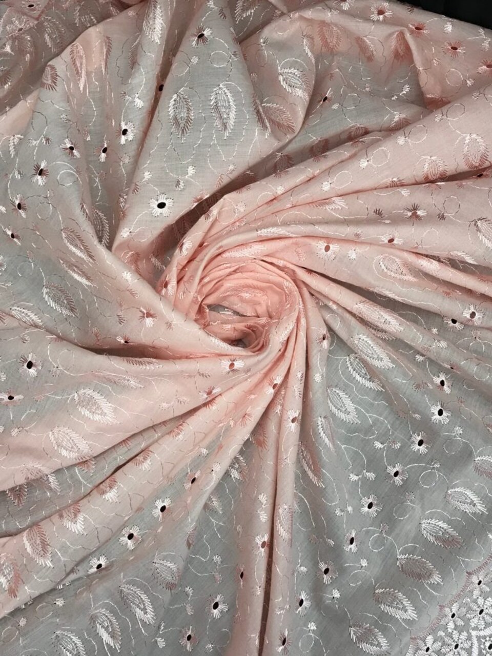 1 Yard Blush Medium Eyelet Cotton Blend Fabric with Soft Feel and Border 41/42 Inches Wide